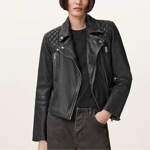 All Saints Black Leather Biker Jacket